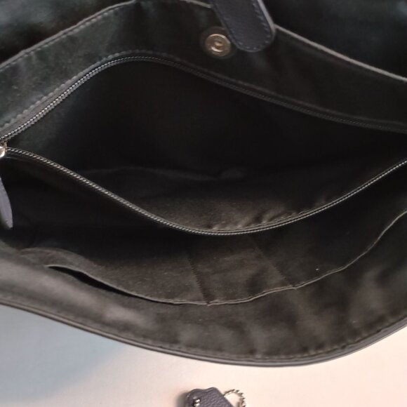 Coach Navy Blue Pebbled Charles Leather Messenger Bag F54792 Excellent Condition - Picture 10 of 15